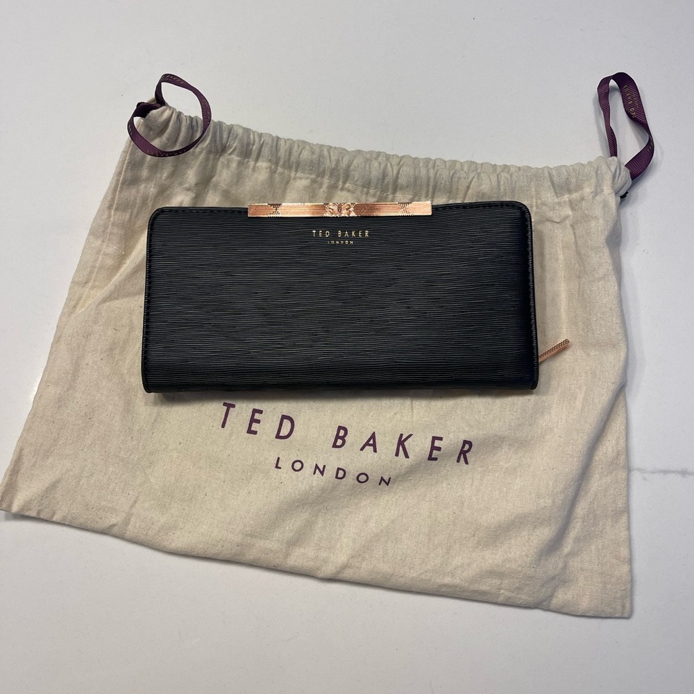 Ted Baker Black and Rose Gold Wallet